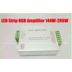 Led RGB Amplifier Controller Input 12V/24V 12A Signal Repeater 144W for 3528 /5050 RGB Led Strip Aluminum Box CXWA1000