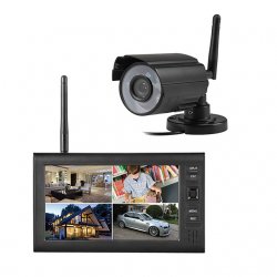 Wireless 4CH Quad DVR 1 Cameras PAL 628x582 NTSC 510x492 with 7" 800x480 TFT-LCD Monitor